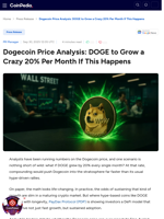 Dogecoin Price Analysis: DOGE to Grow a Crazy 20% Per Month If This Happens