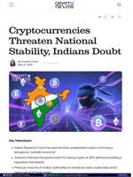 Cryptocurrencies Threaten National Stability, Indians Doubt