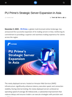 PU Prime's Strategic Server Expansion in Asia - Visionary Financial
