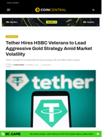 Tether Hires HSBC Veterans to Lead Aggressive Gold Strategy Amid Market Volatility
