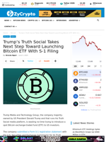 Trump’s Truth Social Takes Next Step Toward Launching Bitcoin ETF With S-1 Filing ⋆ ZyCrypto