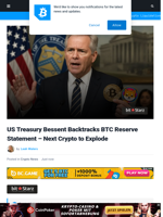 Next Crypto to Explode: Scot Bessent Says US Explores Bitcoin Buying