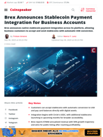 Brex Announces Stablecoin Payment Integration for Business Accounts - Coinspeaker