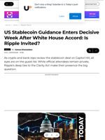 US Stablecoin Guidance Enters Decisive Week After White House Accord: Is Ripple Invited? - U.Today