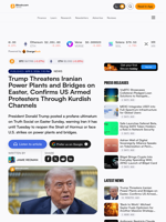 Trump Threatens Iranian Power Plants and Bridges on Easter, Confirms US Armed Protesters Through Kurdish Channels – Bitcoin News