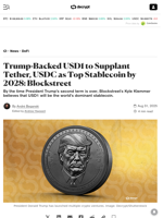 Trump-Backed USD1 to Supplant Tether, USDC as Top Stablecoin by 2028: Blockstreet - Decrypt