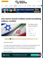 Iran warns Israeli civilians amid escalating military conflict