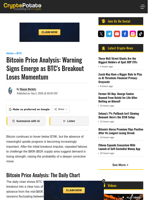 Bitcoin Price Analysis: Warning Signs Emerge as BTC’s Breakout Loses Momentum