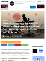 Shiba Inu Holders Back PayFi Altcoins Like Remittix As Meme Coin Season Expected To End Within Days | Live Bitcoin News