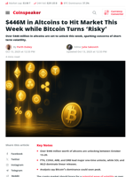 $446M in Altcoins to Hit Market — Bitcoin Deemed ‘Risky’
