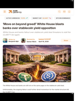 ‘Move on beyond greed!’ White House blasts banks over stablecoin yield opposition - AMBCrypto