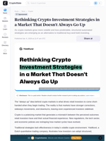 Rethinking Crypto Investment Strategies in a Market That Doesn’t Always Go Up