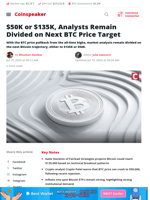 $50K or $135K, Analysts Remain Divided on Next BTC Price Target - Coinspeaker