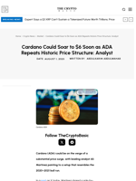 Cardano Could Soar to $6 Soon as ADA Repeats Historic Price Structure: Analyst