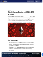 BlackRock clients sell $80.2M in Ether