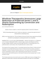 Windtree Therapeutics Announces Large Reduction of Preferred Series C and D Shares Outstanding by Conversion and Redemption