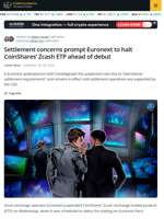 Settlement Concerns Prompt Euronext to Suspend CoinShares’ Zcash ETP on Debut