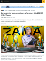 Zama Accelerates Compliance Push After Court Reverses $12.5M USDC Freeze