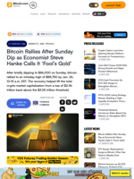 Bitcoin Rallies After Sunday Dip as Economist Steve Hanke Calls It ‘Fool’s Gold’ – Markets and Prices Bitcoin News