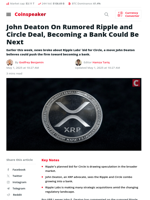 Ripple–Circle Merger Rumors: John Deaton Sees Bank Potential