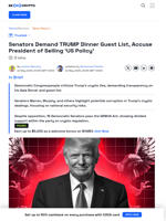 US Senators Demand TRUMP Dinner Guest List