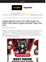 3 Best Meme Coins For 100x Gains In 2025! This New Crypto Presale Tops The List