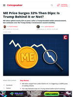 ME Price Surges 32% Then Dips: Is Trump Behind It or Not? - Coinspeaker