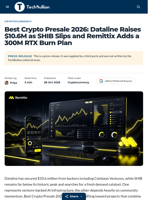 Best Crypto Presale 2026: Dataline Raises $10.6M as SHIB Slips and Remittix Adds a 300M RTX Burn Plan