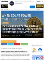 PowerBank’s 3.79 MW Geddes Solar Project Goes Live, Powering New Bitcoin Treasury Strategy | Live Bitcoin News