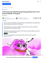 3 Altcoins See Declining Exchange Reserves in August