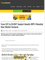 From $27 to $0.80? Analyst Unveils XRP’s Potential Bear Market Scenario