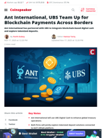 Ant International, UBS Team Up for Blockchain Payments