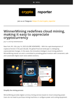 WinnerMining redefines cloud mining, making it easy to appreciate cryptocurrency