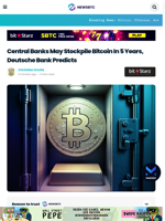 Central Banks May Stockpile Bitcoin in 5 Years: Deutsche Bank