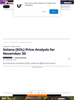 Solana (SOL) Price Analysis for November 30 - U.Today