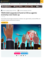 Tron DAO Scales AI Fund to $1B for Agentic Economy