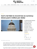 Iran's rial falls to record low as currency blows past 2 million per dollar