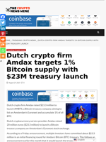 Dutch crypto firm Amdax targets 1% Bitcoin supply with $23M treasury launch - The Crypto News Wire