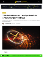 XRP Price Forecast: Analyst Predicts 1700% Surge in 60
Days