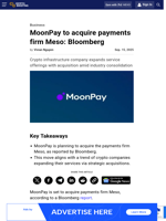 MoonPay to acquire payments firm Meso: Bloomberg