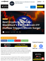 Best Crypto to Buy Now: BlackRock's $430M Bitcoin ETF Outflow Triggers Altcoin Surge! | Live Bitcoin News