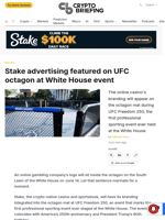 Stake advertising featured on UFC octagon at White House event