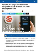 Sei Secures Major Win as Xiaomi Integrates Built-In Wallet