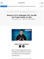Binance’s CZ to JPMorgan CEO: You Will Use Crypto Sooner or Later