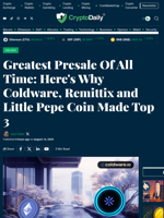 Greatest Presale Of All Time: Here's Why Coldware, Remittix and Little Pepe Coin Made Top 3 - Crypto Daily