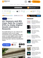 US Treasury and IRS Clear Path for Crypto ETPs to Stake Digital Assets and Share Rewards – Regulation Bitcoin News