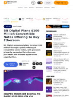 Bit Digital Plans $100 Million Convertible Notes Offering to Buy Ethereum – Bitcoin News