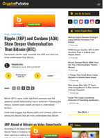 Ripple (XRP) and Cardano (ADA) Show Deeper Undervaluation Than Bitcoin (BTC)