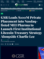 GSR Leads $100M Private Placement into Nasdaq-listed MEI Pharma to Launch First Institutional Litecoin Treasury Strategy Alongside Charlie Lee - Crypto Daily