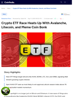 Crypto ETF Race Heats Up With Avalanche, Litecoin, and Meme Coin Bonk